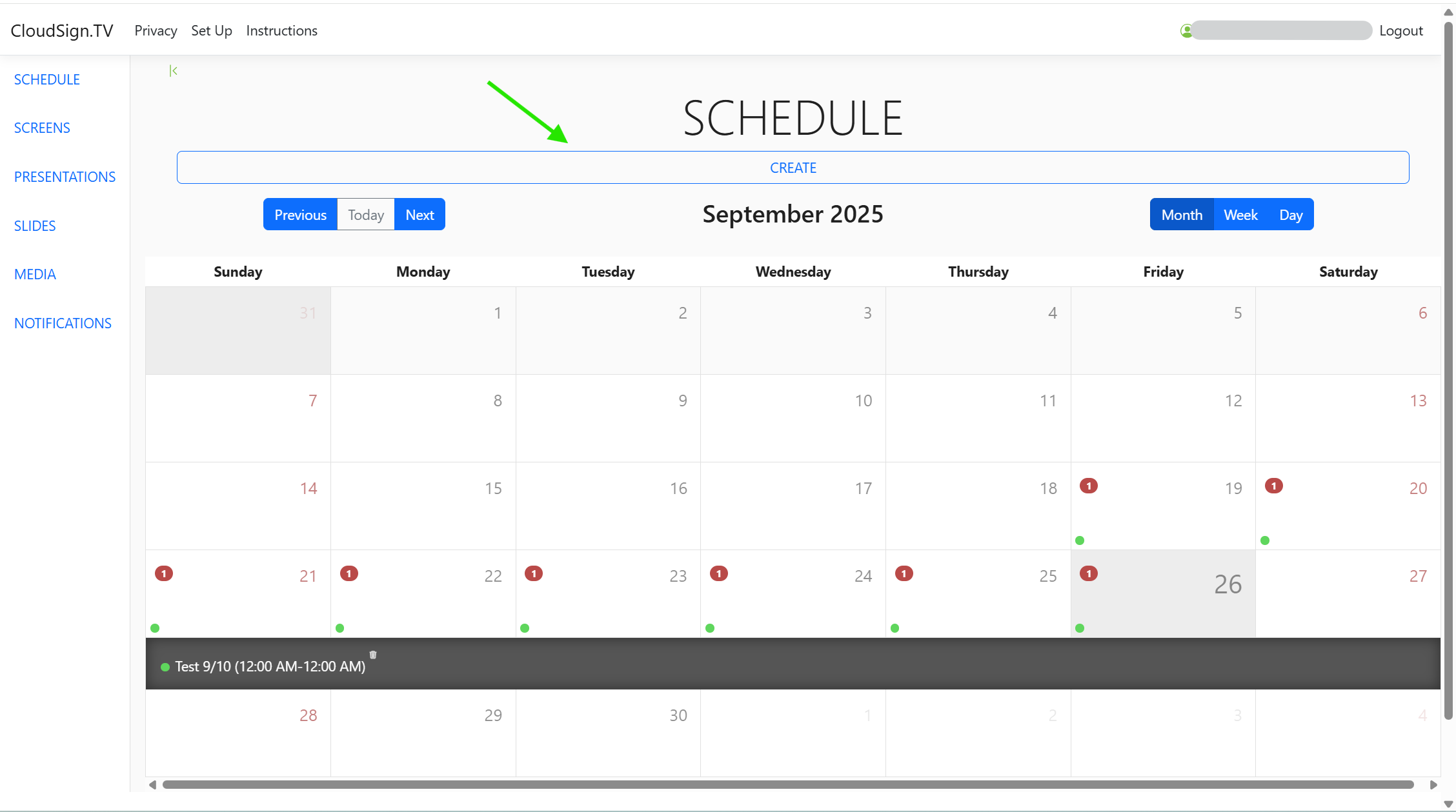 Schedule interface