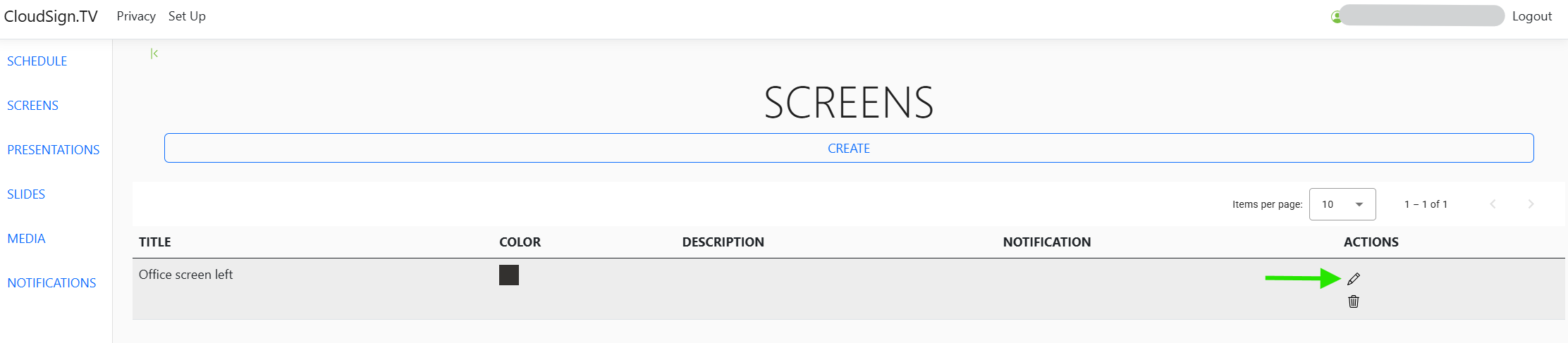 Edit screen icon